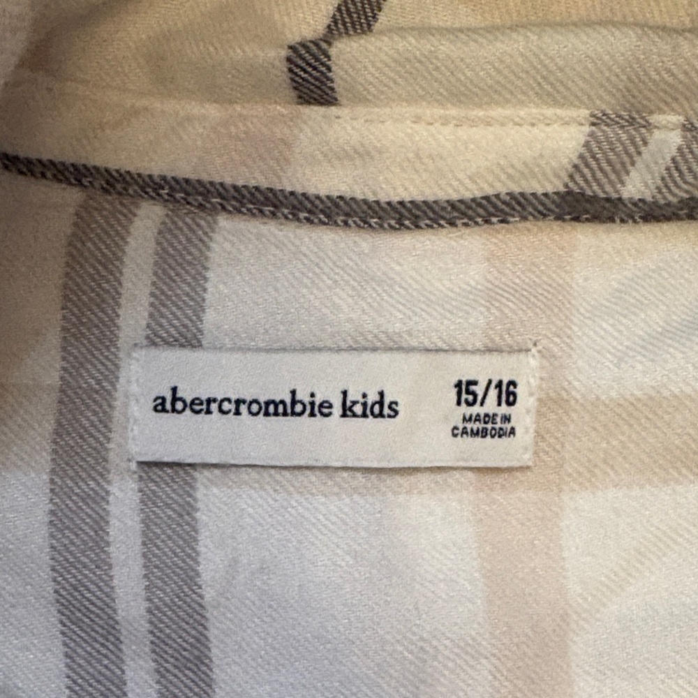 abercrombie kids Cream and Gray Plaid Button-Down Shirt - Picture 2 of 5